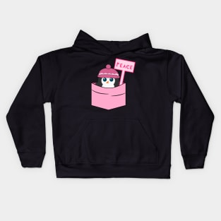 Peaceful cute penguin in pink Kids Hoodie